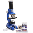Микроскоп c аксессуарами увеличение 100х300х600х, 33 предмета, синий, металл, пластмасса