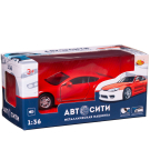 Машинка металлическая Abtoys АвтоСити 1:36 Седан купе инерционный с открывающими передними дверцами красный свет звук