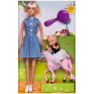 Игровой набор Кукла Defa Lucy Мама на прогулке с дочкой на розовой лошадке, расческа