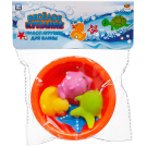 Набор резиновых игрушек для ванной Abtoys Веселое купание 4 фигурки морских обитателей и ванночка