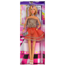 Кукла Defa Lucy Вечернее платье (короткое, золотистый верх, оранжевая юбка) 29 см