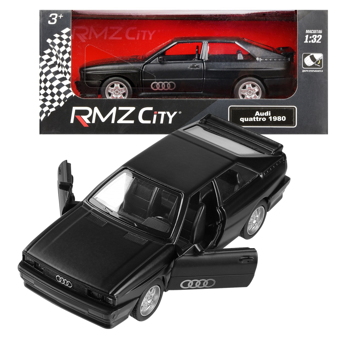 Машина металлическая RMZ City серия 1:32 Audi Quattro Coupe (1980-1991),  черный матовый цвет, инерционный механизм, двери открываются | купить,  цена, отзывы