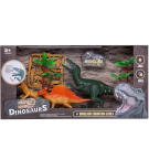 Игровой набор Junfa Динозавры (большой зеленый динозавр, 2 динозавра, детали для сборки динозавра, 2 пальмы) свет, звук