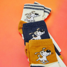Набор детских носков 3 пары с компьютерным рисунком "собачка" размер 9-10 кремовые/терракотовый/синий