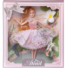 Кукла Junfa Atinil (Атинил) Весенняя свежесть в платье (розовый верх и двухслойная юбка) с расческой и цветком лотоса, 28см