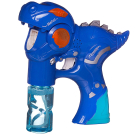 Мыльные пузыри Junfa Пистолет-Динозавр синий с 2 банками мыльного раствора на батарейках