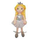 Кукла ABtoys Мягкое сердце, мягконабивная Принцесса в серебрянном блестящем платье и короной, 38 см