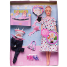 Игровой набор Кукла Defa Lucy Мама (платье в горошек) с 2 малышами и игровыми предметами, 29 см