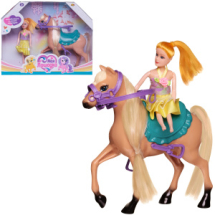 Игровой набор ABtoys Моя лошадка Лошадка с бирюзовым седлом и куколка