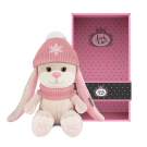 Мягкая игрушка Jack&Lin Зайка в Розовом Шарфе и Шапочке со Снежинкой 20 см в Коробке
