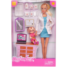 Игровой набор Кукла Defa Lucy Доктор (белый халат, голубое платье) с девочкой-малышкой на приеме, игровые предметы, 29 см