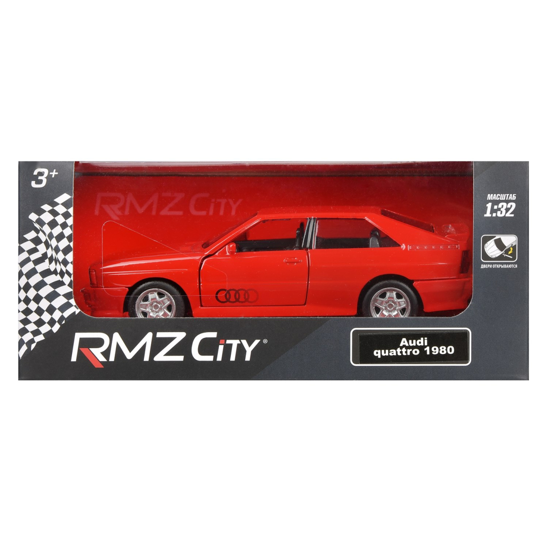 Машина металлическая RMZ City серия 1:32 Audi Quattro Coupe (1980-1991), красный  цвет, инерционный механизм, двери открываются | купить, цена, отзывы