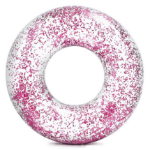 Круг надувной INTEX TRANSPARENT GLITTER розовый с блестками 9+