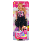 Кукла Defa Lucy Модница в платье с пайетками с разноцветным верхом и черной пышной юбкой, 29 см
