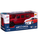 Машинка металлическая Abtoys АвтоСити 1:36 Внедорожник классический инерционный с открывающими передними дверцами красный свет звук