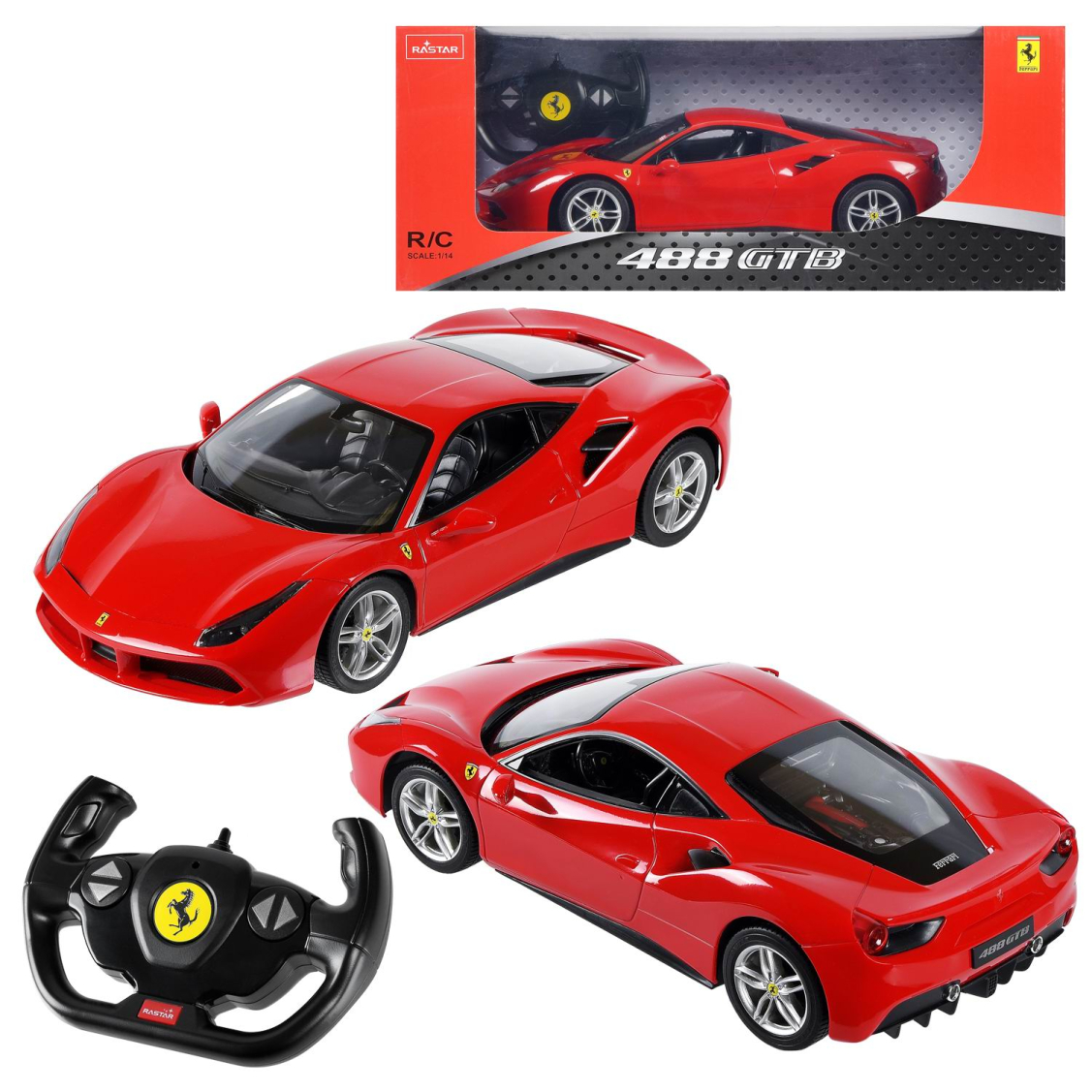 Машина р/у 1:14 Ferrari 488 GTB, цвет красный, светящиеся фары  32,7*16,2*8,8 см | купить, цена, отзывы