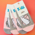 Набор детских носков для девочки 4 пары укороченные с рисунком "Пара кошек" размер 14-16 светло-розовые/светло-серый меланж