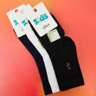 Набор детских носков для мальчика 3 пары из бамбука в классическом стиле с мелким рисунком размер 18-20 белый/черный/синий
