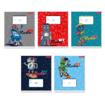 Тетрадь SVETOCH Весёлые роботы Классная на скобе, клетка, 12 листов