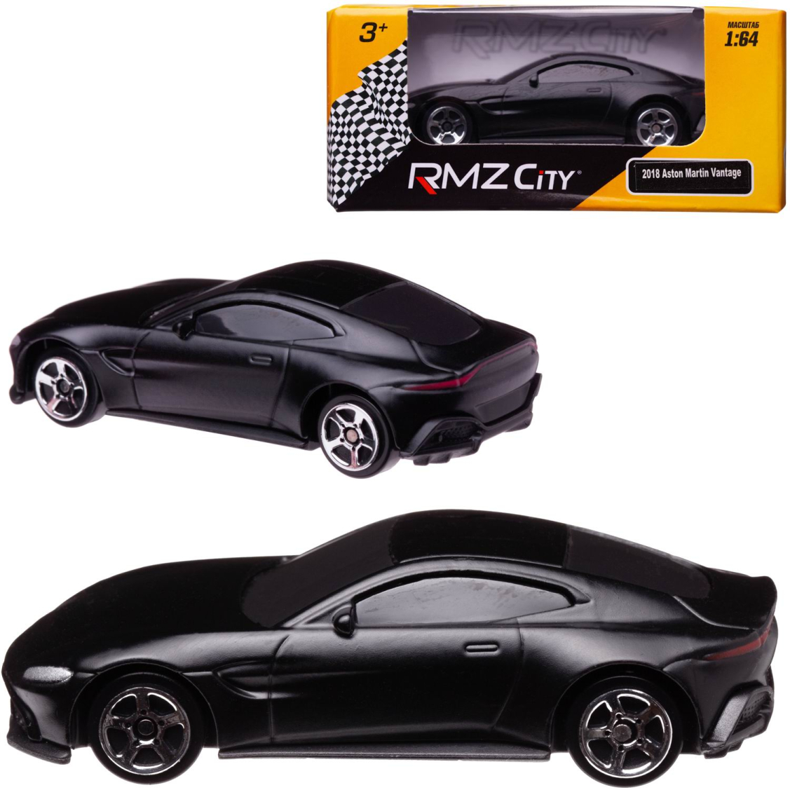 Машинка металлическая Uni-Fortune RMZ City 1:64 Aston Martin Vantage 2018  (цвет черный матовый) | купить, цена, отзывы