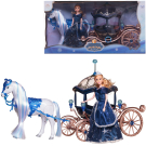 Игровой набор Junfa Волшебная карета принцессы в темно-синем платье (лошадка ходит) на батарейках