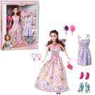 Кукла Junfa Atinil (Атинил) Гардероб модницы Весеннее настроение (в розовом длинном платье) в наборе с доп.платьем и аксессуарами 28см