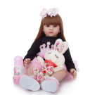 Кукла Junfa в темной толстовке и розовой юбке с плюшевым кроликом 60 см