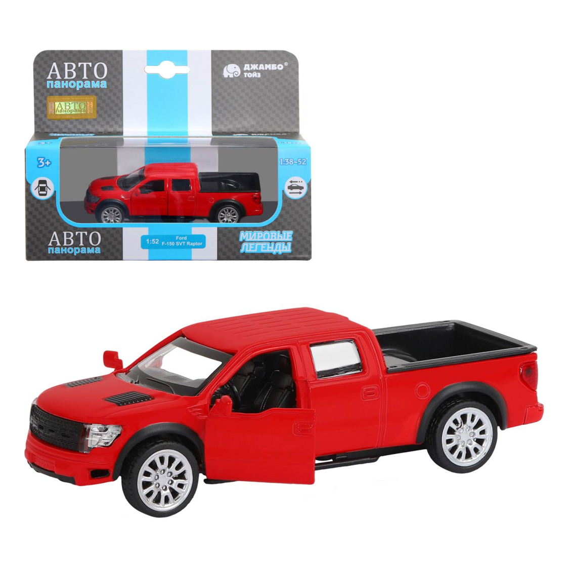 Машинка металлическая Автопанорама 1:52 Ford F-150 SVT Raptor-2, красный |  купить, цена, отзывы