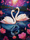 Набор для творчества LORI Картина по номерам на картоне "Пара лебедей" 28,5*38 см