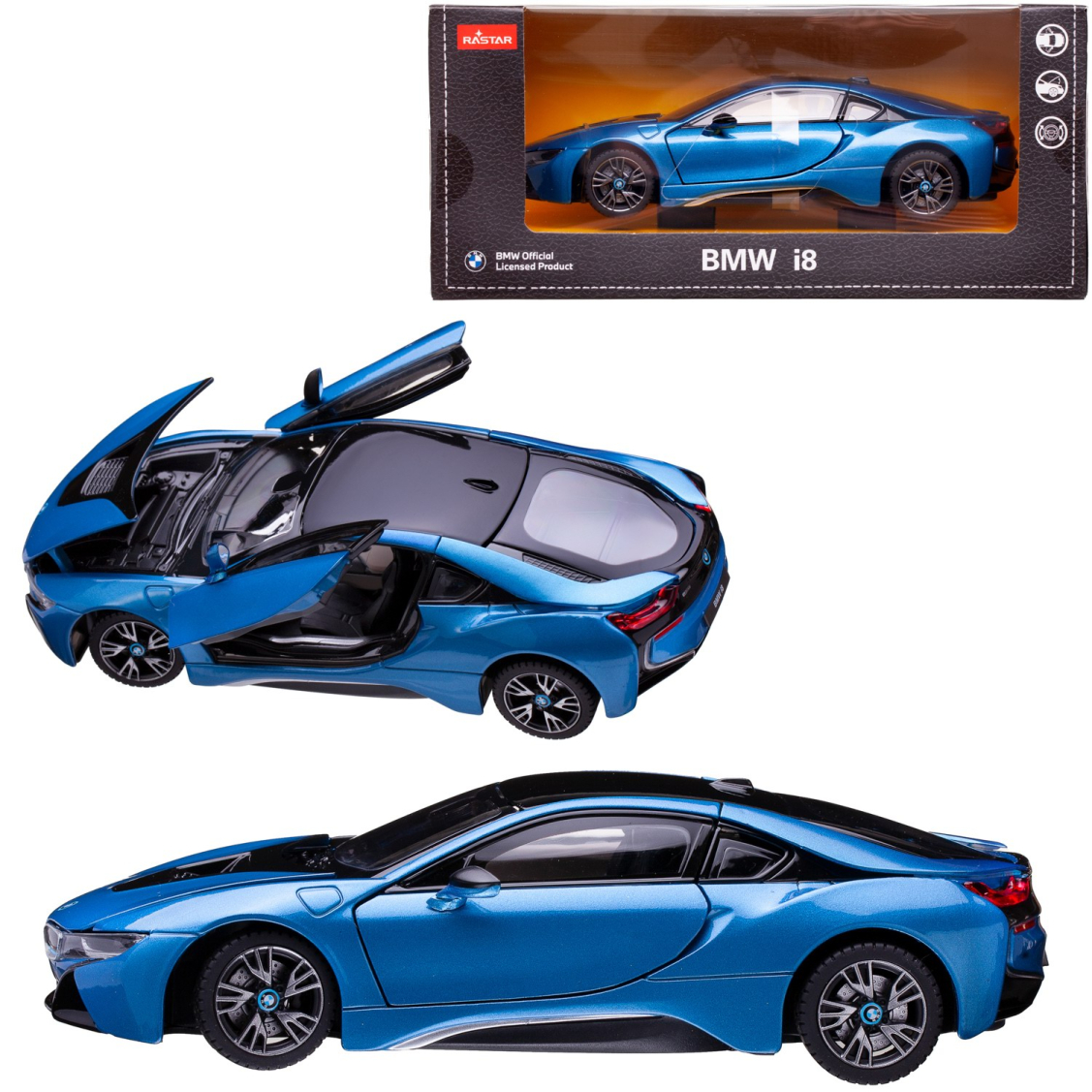 Машина металлическая 1:24 scale BMW i8, цвет синий, двери и капот  открываются | купить, цена, отзывы