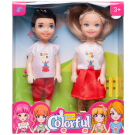 Игровой набор кукол Junfa Мальчик и девочка в бело-красной одежде 13 см