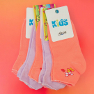 Набор детских носков для девочки 5 пары укороченные с рисунком размер 16-18 персиковый/сиреневый