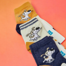 Набор детских носков 3 пары с компьютерным рисунком "собачка" размер 11-12 кремовые/терракотовый/синий