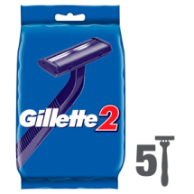 Gillette 2 Одноразовые станки (2 лезвия фиксированная головка) 5 шт (4+1 бесплатно)