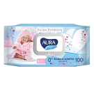 Влажные салфетки AURA ULTRA COMFORT для детей с экстрактом алоэ и витамином Е с крышкой 100шт