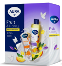 Подарочный набор AURA Fruit and Honey: Гель для душа Манго и папайя 250 мл + Крем для рук Питательный с D-пантенолом и экстрактом меда 75 мл