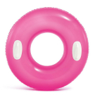 Круг надувной INTEX Hi-Gloss Tubes Неоновый розовый c держателями от 8 лет 76 см