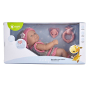 Пупс JUNFA Pure Baby 30см в серых кофточке, шортиках, шапочке и носочках, с аксессуарами