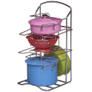 Игровой набор Junfa Посуда металлическая (разноцветная) с подставкой-держателем, в наборе 7 предметов