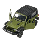 Машина металлическая RMZ City серия 1:32 Jeep Rubicon 2021 закрытый верх, инерционный механизм, зеленый матовый цвет, двери открываются.