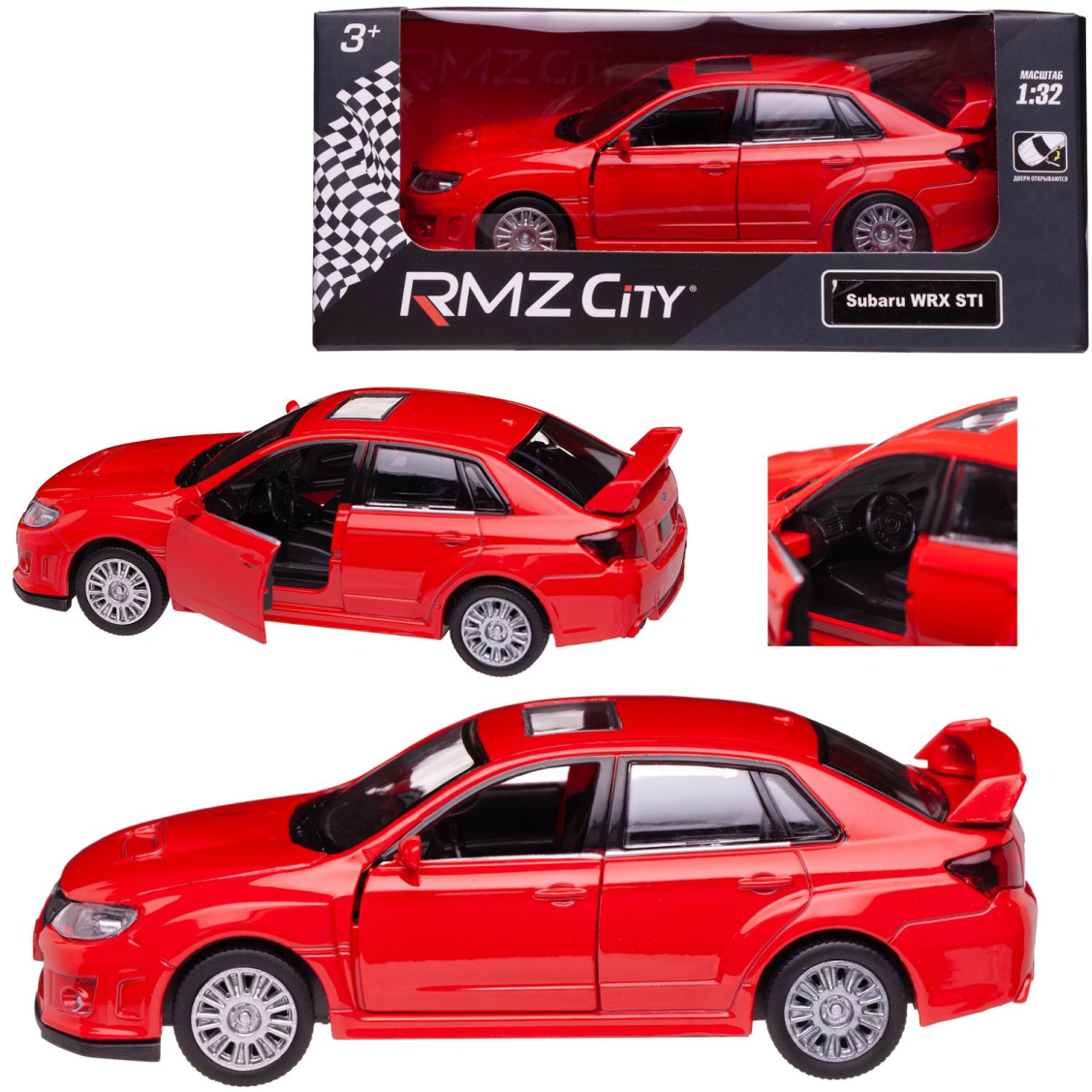 Машинка металлическая Uni-Fortune RMZ City серия 1:32 SUBARU WRX STI  инерционная, цвет красный | купить, цена, отзывы