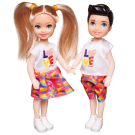 Игровой набор кукол Junfa Мальчик и девочка в разноцветной одежде 13 см
