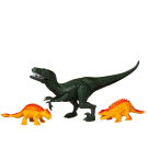 Игровой набор Junfa Динозавры (большой зеленый динозавр, 2 динозавра, детали для сборки динозавра) свет, звук