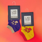 Набор детских носков для 4 пары укороченные размер 14-16 желтые/фиолетовые