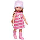 Кукла ABtoys Времена года 32 см в розово-белом вязаном платье без рукавов и шапке