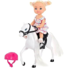 Игровой набор Кукла Defa Sairy Малышка-наездница, белая лошадка, шлем, высота куклы 11 см