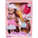 Кукла Junfa Ardana Baby шатенка в розово-белом платье с единорогом 32,5 см